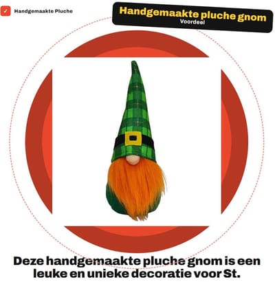 Dailygoods- Gnom Handgemaakte Pluche Pop - St. Patrick's Day Decoratie - Ierse Gnom - Gezichtenloze Pop - Hoogwaardig Materiaal - Creatief Design - Decoratiepop
