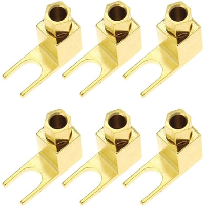 Allecto - Hi-End Banana naar Spade Adapter - 6-delige Set - Goud Geplateerd - Hoge Kwaliteit - Audiokabel Connector - Ideaal voor audio-apparatuur ...