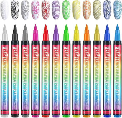 12 Kleuren 3D Nagelkunst Stiften Set voor Doe-Het-Zelf Nageldesign, Graffiti en Versieringen voor Schoonheid en Feestdagen