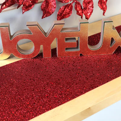 Santex Kerstdiner glitter tafelloper smal op rol - rood - 18 x 500 cm - polyester