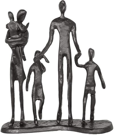 SnelShoppen - Aoneky Metaal Familie Standbeeld Sculptuur - Rustieke Abstracte Decoratie, Karakter Kunst Gietijzeren Figuren voor Thuis en Kantoor, 21