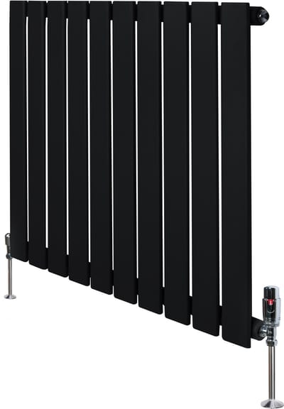 1-kolom design radiator - 600x700 mm - zwart - thermostaatkraan