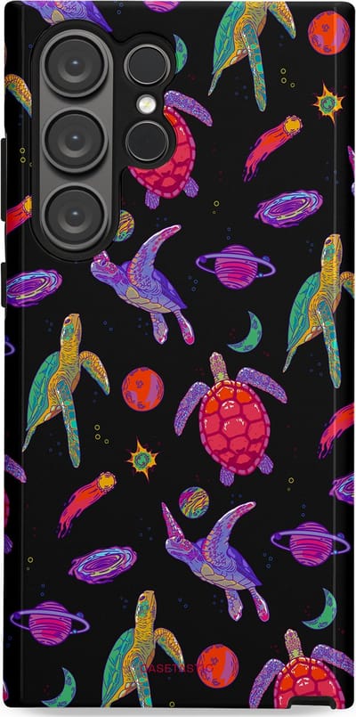 Casetastic Hoesje Geschikt voor Samsung S23 Ultra - Stijlvolle Beschermende Duo-layer Case - Astro schildpad
