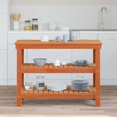 vidaXL - Werkbank - met - plank - 110,5 - x - 50 - x - 80 - cm - Massief - grenenhout