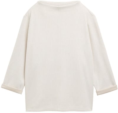 Tom Tailor - Sweatshirt met opstaande kraag - Maat XS - sand stone beige melange