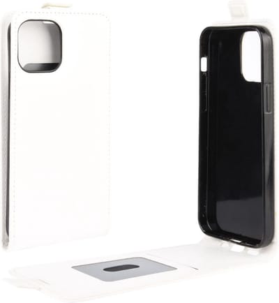 Peachy Flip case kunstleer hoesje geschikt voor iPhone 12 en iPhone 12 Pro - wit