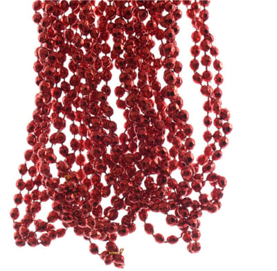 Decoris kralenslinger - 2x stuks - voor kleine kerstbomen - rood - 270 x 0,5 cm - slingers/guirlandes - Kerstversiering slingers