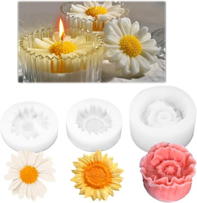 3D Siliconen Mallen met Bloemen, Margrieten en Rozen - Ideaal voor het Maken van Kaarsen, IJsblokjes en Gebak