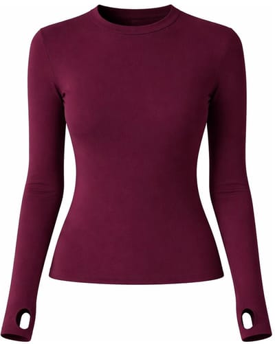 Touché Privé - Longsleeve bodysuit met duimgaten - Pruim - Dames