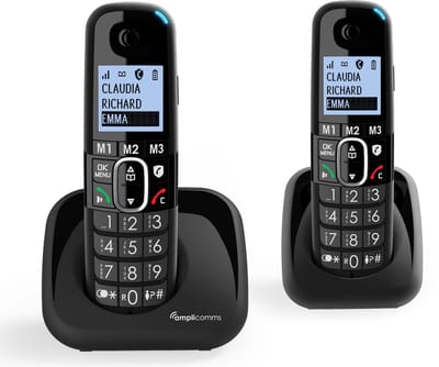 Amplicomms BT1502 Duo Dect telefoon voor de vaste lijn - Handenvrij bellen - Luide bel signaal - blokkeren ongewenste beller
