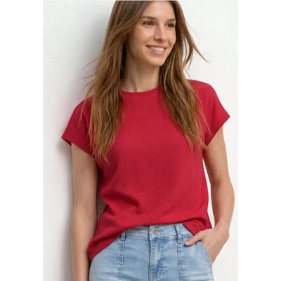 Shirt met overhangende schouders en structuurmix
