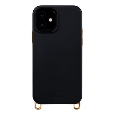 Selencia Hoesje - Geschikt voor iPhone 12 Pro / 12 - Rivièra geschikt voor MagSafe Backcover met afneembare haakjes - Velvet Black