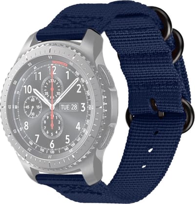 Nylon bandje - geschikt voor Garmin Vivoactive 4 / Venu 2 / Venu 3 / Forerunner 255 / 265 - donkerblauw