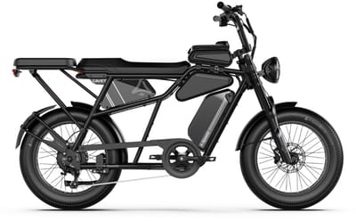 A-Spadz CAVET Air Plus - Elektrische Fatbike - Inclusief Achterzitje - Inclusief Tasjes - Inclusief Voetsteuntjes - 20 Inch - 250W Motor - 7 Versnellingen - 100 km Actieradius - Hydraulische Schijfremmen - Zwart
