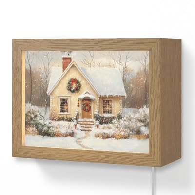 Wandlamp 20x15 cm - Oplaadbaar - Kerst - Huis - Winter - Sneeuw - Wandlampen binnen woonkamer - Slaapkamer lamp met kabel - Decoratieve nachtlamp - Vloerlamp snoer