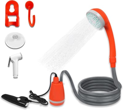 NAIZY Campingsdouche Campings Douche Outdoor Met Pomp, 2200mAh Accu, Haken En Zuignippen, Campings Douche Voor Tuin, Wandelen, Reizen, Auto Wasen, Hondenzorg