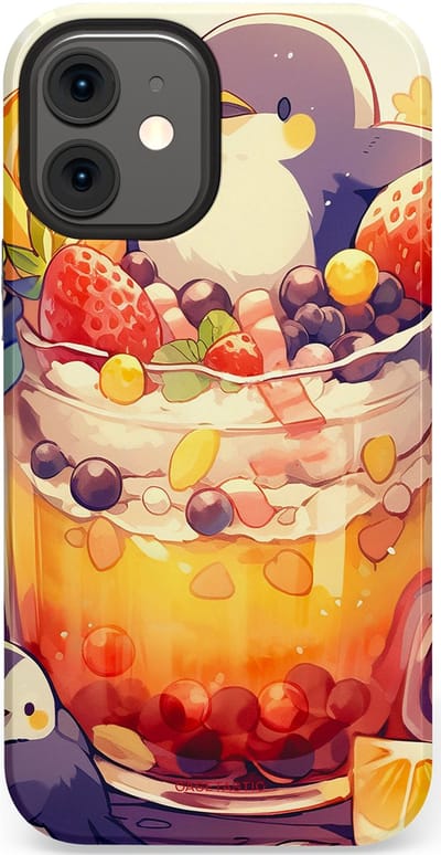 Casetastic Hoesje Geschikt voor Apple iPhone 12 Mini - Stijlvolle Beschermende Duo-layer Case - pinguïn Cocktail