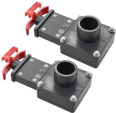 Zwembad Afsluitkraan 2 stuks - Pool Gate Valve met 38 mm Slangaansluiting aan beide kanten - Inclusief Vergrendelingsclip - Chloorbestendig ABS - Universele Regelkraan voor Zwembadslangen