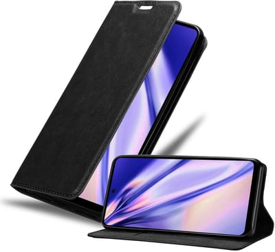 Cadorabo Hoesje geschikt voor LG K52 / K62 / Q52 in ZWARTE NACHT - Beschermhoes met magnetische sluiting, standfunctie en kaartvakje Book Case Cover Etui