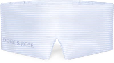 Dore & Rose - Slaapmasker - Oogmasker - Zijden Slaapmasker Voor Mannen en Vrouwen - Deep Sleep Mask - Eye Mask - Verduisterend - Wallen - Gestreept blauw