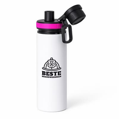 Hacebo® - Beste brandweerman waterfles met draaidop roze - Beste brandweerman - collega - cadeau - water fles - 850ML