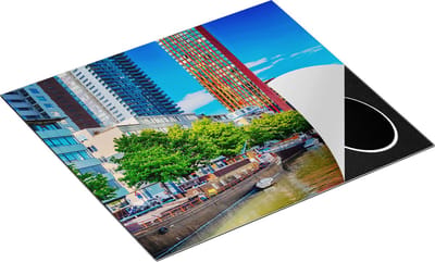 Chefcare Inductie Beschermer Rotterdamse Gracht met Boten - 60x50 cm - Afdekplaat Inductie - Kookplaat Beschermer - Inductie Mat