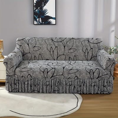 1/2/3/4-zits Bedrukte Bankrokhoes Elastische Fauteuil Bankhoezen voor Woonkamer Meubelbeschermer Small gray