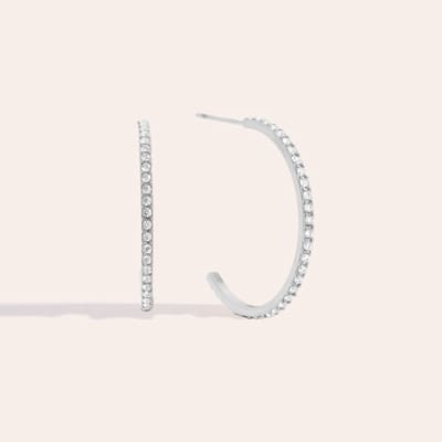 Bijoutheek Oorknoppen Halve Hoop Zirconia Steentjes Fijn Zilverkleurig