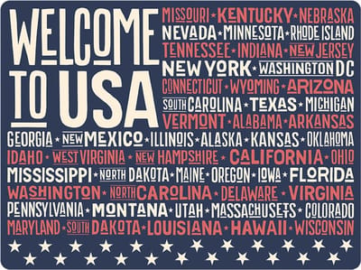 Signs USA - wandbord - dibond - Welcome to USA - 60 x 45 cm