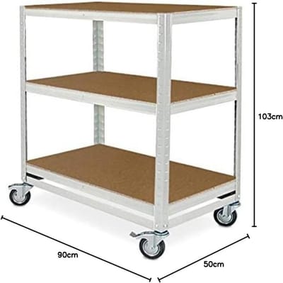 Etagewagen met 3 Niveaus - 200 kg Draagkracht - 900x500x1030 mm - Lichtgrijs