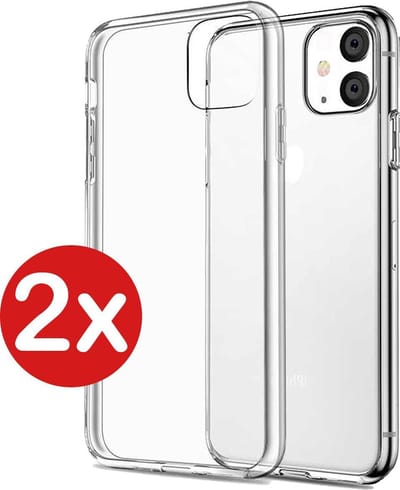 Hoesje - 2 Stuks - Geschikt voor Apple iPhone 11 - Sterk & Shockproof - Telefoonhoes - Back Cover - Case Siliconen - Telefoon Hoes - Transparant