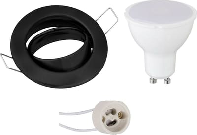 10 x LED Spot Set - GU10 Fitting - Inbouw Rond - Mat Zwart - 6W - Warm Wit 2900K - Kantelbaar Ø88mm