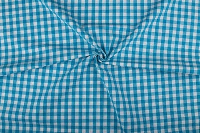 Boerenbont stof - 10mm geruite stof - Waterblauw - 10 meter - Katoen stof