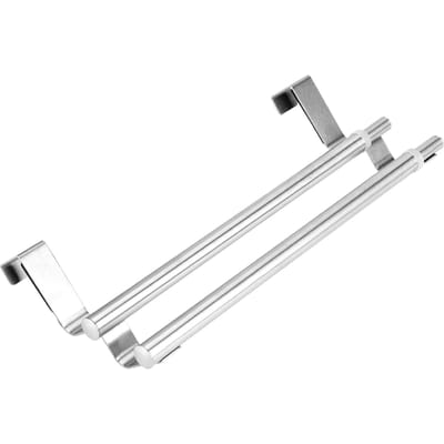 Porte-serviettes télescopique double couche en acier inoxydable, organiseur pour salle de bain et cuisine white