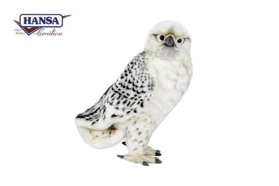 Hansa Sneeuwuil knuffel - 35 cm - pluche - zacht - gedetailleerd - decoratief