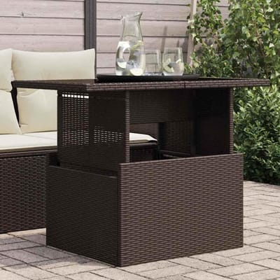 Tuintafel Glasblad - Buitenmeubel Terras - Gezellig Samenzijn - Stabiel Onderstel - 100x55x73 cm - Bruin