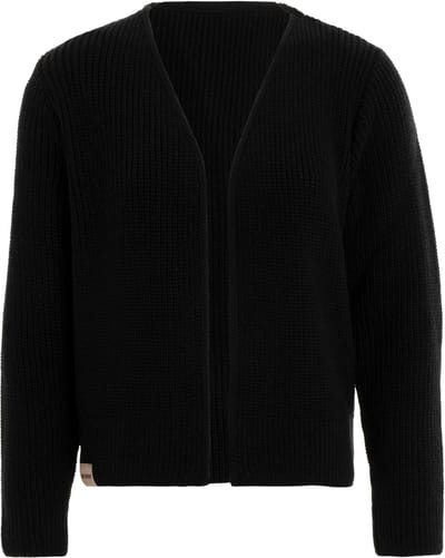 Knit Factory - Lenny Gebreid Vest - Gebreide dames cardigan - Kort vest op heuphoogte - Zwart damesvest gemaakt uit 30% wol en 70% acryl - Zwart - 36/38