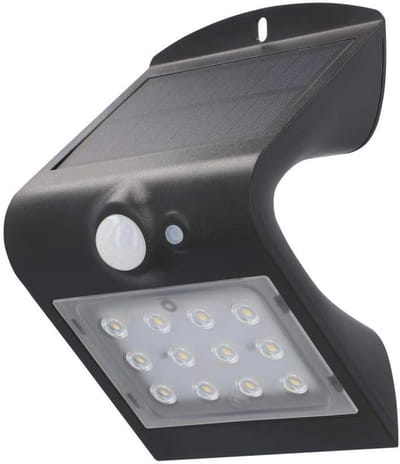 Led-zonnelamp met bewegingsmelder - 120 graden, 220 lumen, zonne-energie, IP65, zwart