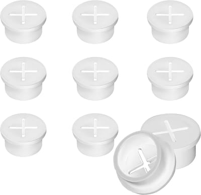 10 Stuks 1 Inch Rubber Kabeldoorvoeren, Dekking voor Bureaugaten en Kabelorganisatoren voor PC en Kantoor (Wit)