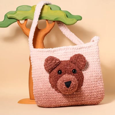 Tote bag Beertje haakpakket - 405 Red panda - compleet pakket - big darling monochrome - Scheepjes