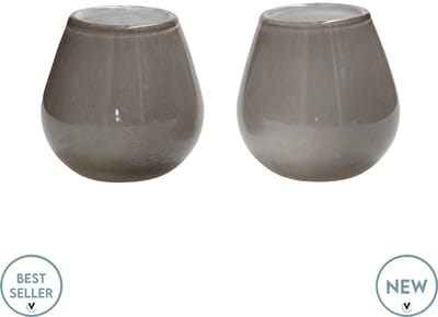 Waxinelichthouder Tasman Elite - XSmall - Grijs - Set van 2 - Ø12,5 x H11,5 cm