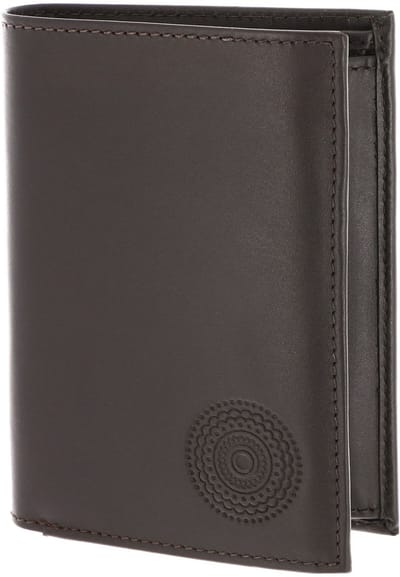 oxmox Leren portemonnee Leather RFID Protect Kombibörse Circle Bloom Embossed Brown donkerbruin