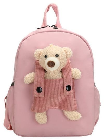 VHV - Kinderrugzak - Peuter rugzak - Schooltas kind met knuffelbeer - Verstelbare rugzak voor opvang school en reizen - Roze