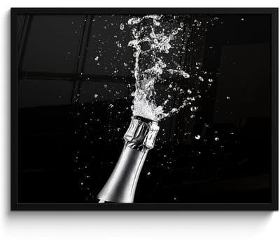Fotolijst inclusief poster - Posterlijst 70x50 cm - Posters - Champagne - Zwart - Spetters - Popping - Foto in lijst - Keuken decoratie muur - Wanddecoratie accessoires - Muurdecoratie - Schilderijen