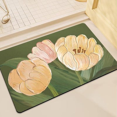 Camellia Badkamer Diatomeeënaarde Vloermat Waterabsorptie en Antislip Zacht Kussen Verse Bloem Badkamerdeur Huishouden Toilet Entree 40 * 60CM