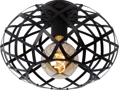 Lucide WOLFRAM - Plafonnière (Plafondlamp) - Ø 30 cm - 1xE27 - Zwart