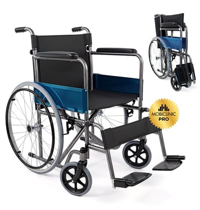 Mobiclinic Alcázar - Rolstoel - Inklapbaar - Lichgewicht - Orthopedisch - Max. 100 kg - Opklapbare voetsteunen - Zitbreedte 46 cm - Parkeerrem - Zwart