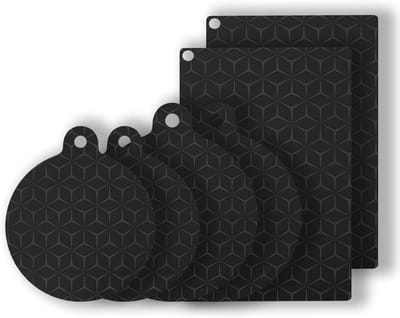 Beschermmat voor Inductiekookplaat - Set van 6 Stuks - Silicoon en Glasvezel - Ronde en Rechthoekige Vormen - Keukenaccessoire met Ophangring voor Koken en Onderhoud