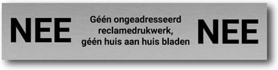 Brievenbusbordje RVS-look - NEE / NEE - 15 x 2,5 cm | Gratis Verzending | NEE NEE sticker brievenbus - 5 JAAR GARANTIE - Nee Nee Sticker | Decoporta