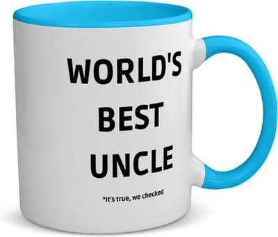 Akyol - world's best uncle it's true we checked koffiemok - theemok - blauw - Oom - werelds beste oom - verjaardag - cadeautje voor oom - oom artikelen - kado - geschenk - 350 ML inhoud